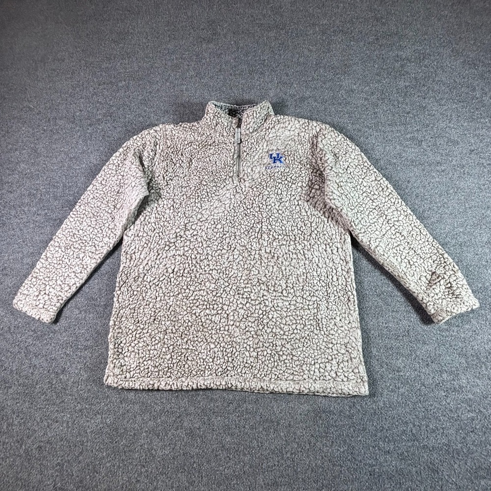 Top of the World Kentucky Sherpa Pullover Sweater Womens 2XL Quarter-Zip White